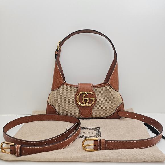 Gucci Aphrodite Small Canvas and Leather Brown Shoulder Bag - Picture 3 of 9